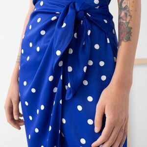 SOLD & Other Stories Blue Polka Dot Midi Wrap Skirt